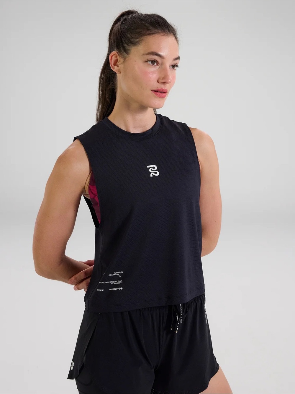 Bandit Running Women’s Micromesh Run Tank in Black Perforated Exercise Crop